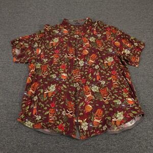 Tommy Bahama Veracruz Shirt Mens 2XL Red Tiki Hawaiian Short Sleeve Button Up